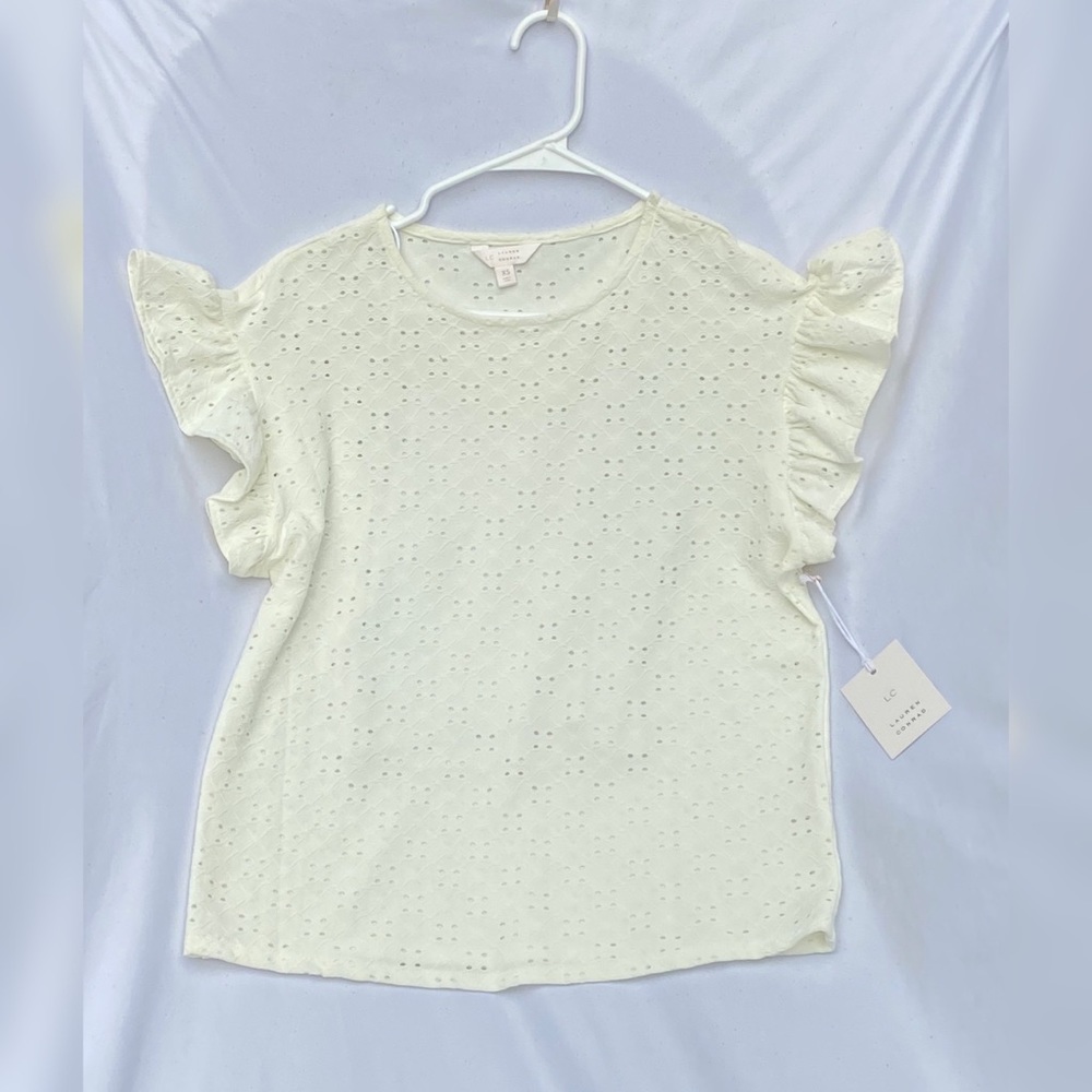 XS white blouse with knitted detail